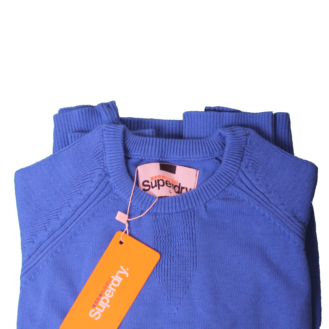 Winter23_MEN Men Pullover Men Basic Cotton Pullover - Blue