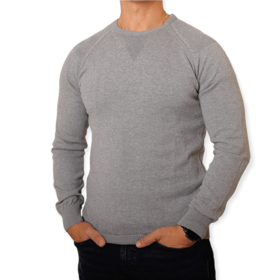 Winter23_MEN Men Pullover Men Basic Cotton Pullover - Grey