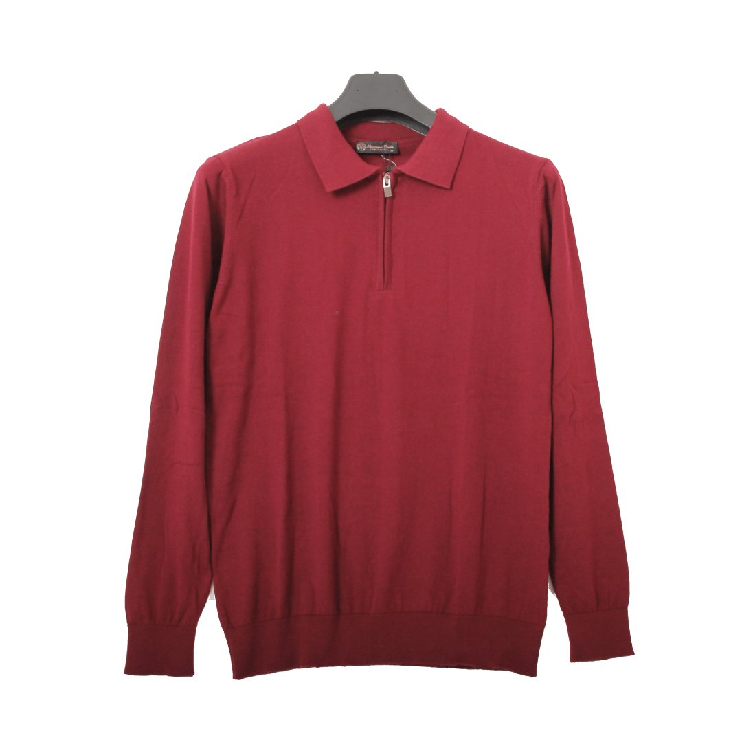 Winter23_MEN Men Pullover WOOL AND CASHMERE MOCK NECK SWEATER - BURGUNDY