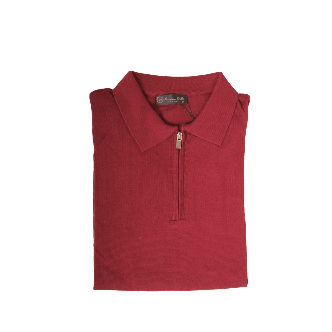 Winter23_MEN Men Pullover WOOL AND CASHMERE MOCK NECK SWEATER - BURGUNDY