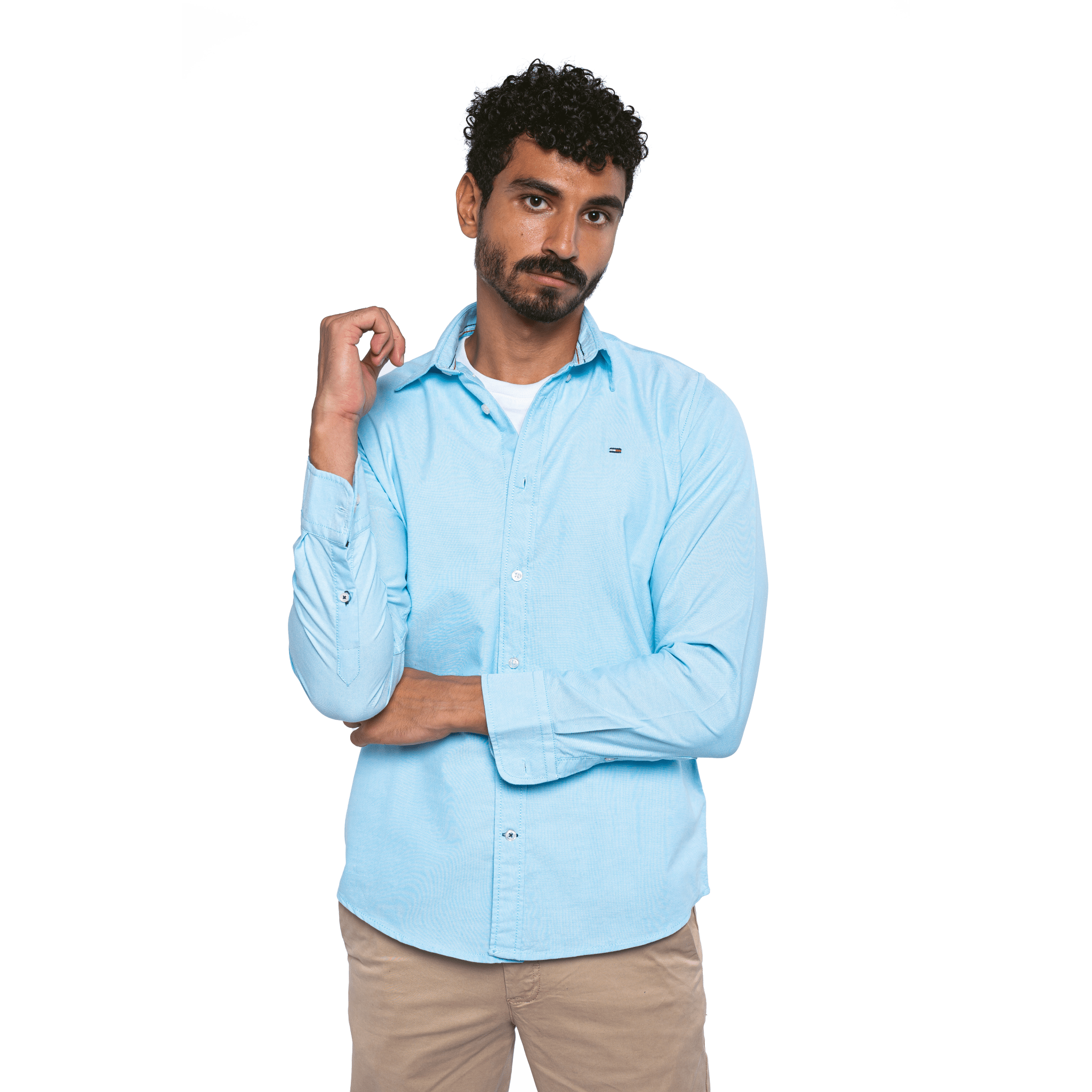 Winter23_MEN Men Shirt Long Sleeve TH Men Shirt -- Baby Blue