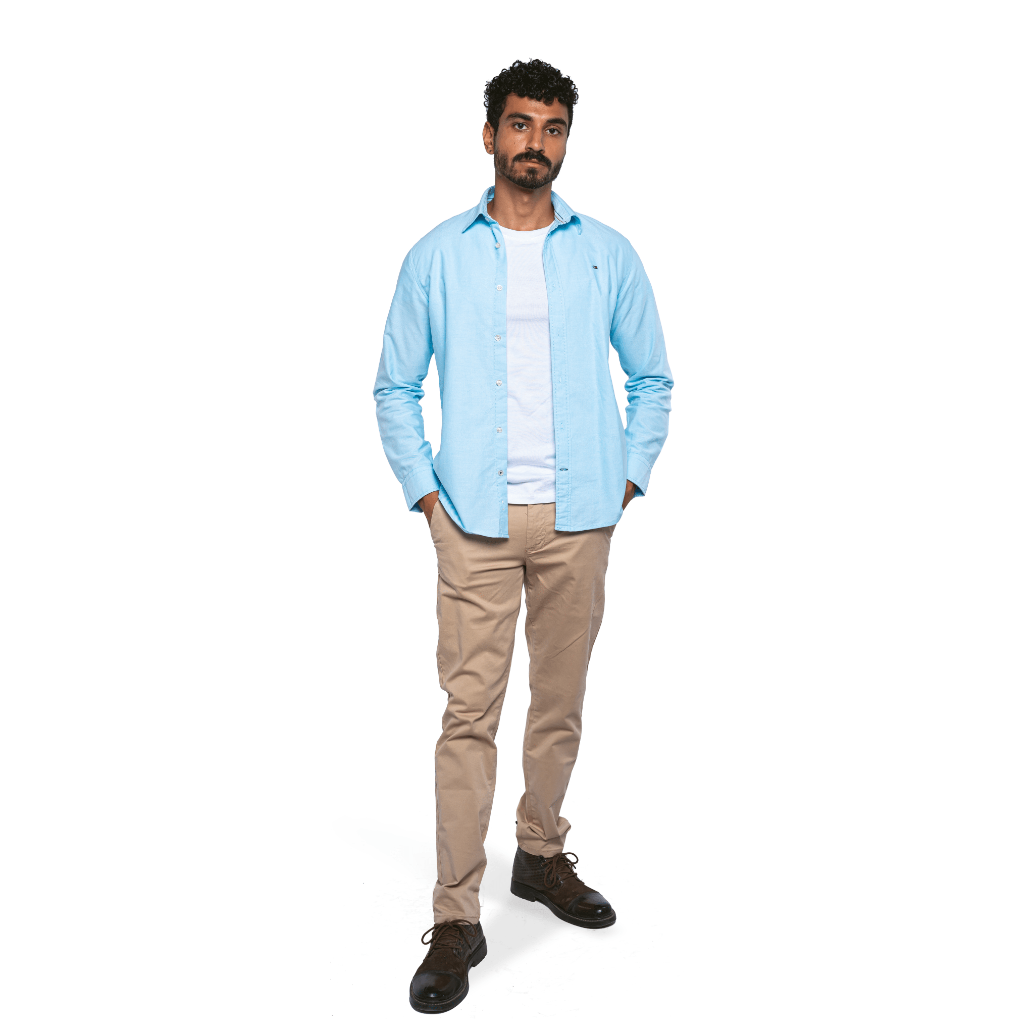 Winter23_MEN Men Shirt Long Sleeve TH Men Shirt -- Baby Blue