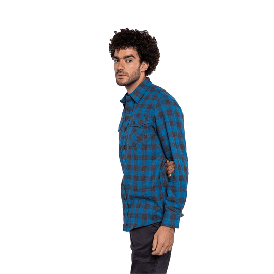 Winter23_MEN Men Shirt Men (cotton + polyester) OverSized Shirt - Blue x Black