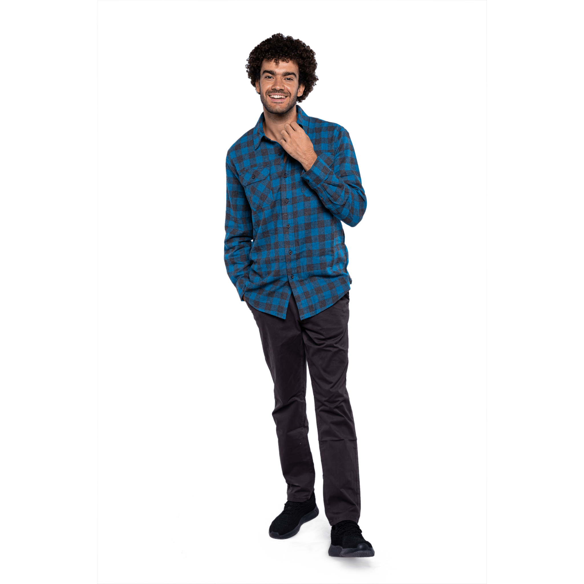 Winter23_MEN Men Shirt Men (cotton + polyester) OverSized Shirt - Blue x Black