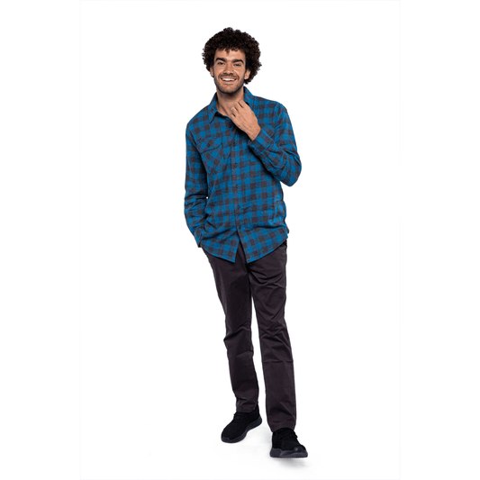 Winter23_MEN Men Shirt Men (cotton + polyester) OverSized Shirt - Blue x Black