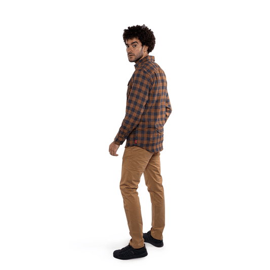 Winter23_MEN Men Shirt Men (cotton + polyester) OverSized Shirt - Coffee x Black