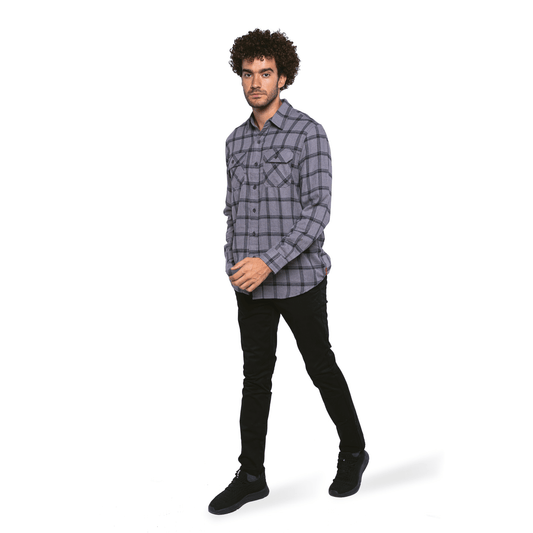 Winter23_MEN Men Shirt Men (cotton + polyester) OverSized Shirt - Grey x Black