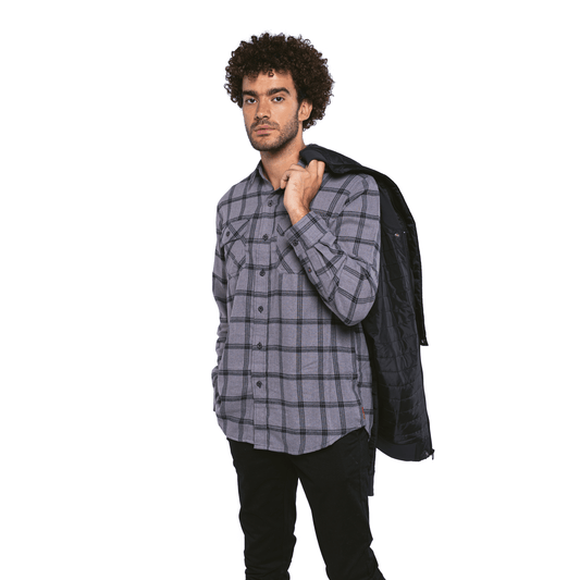 Winter23_MEN Men Shirt Men (cotton + polyester) OverSized Shirt - Grey x Black
