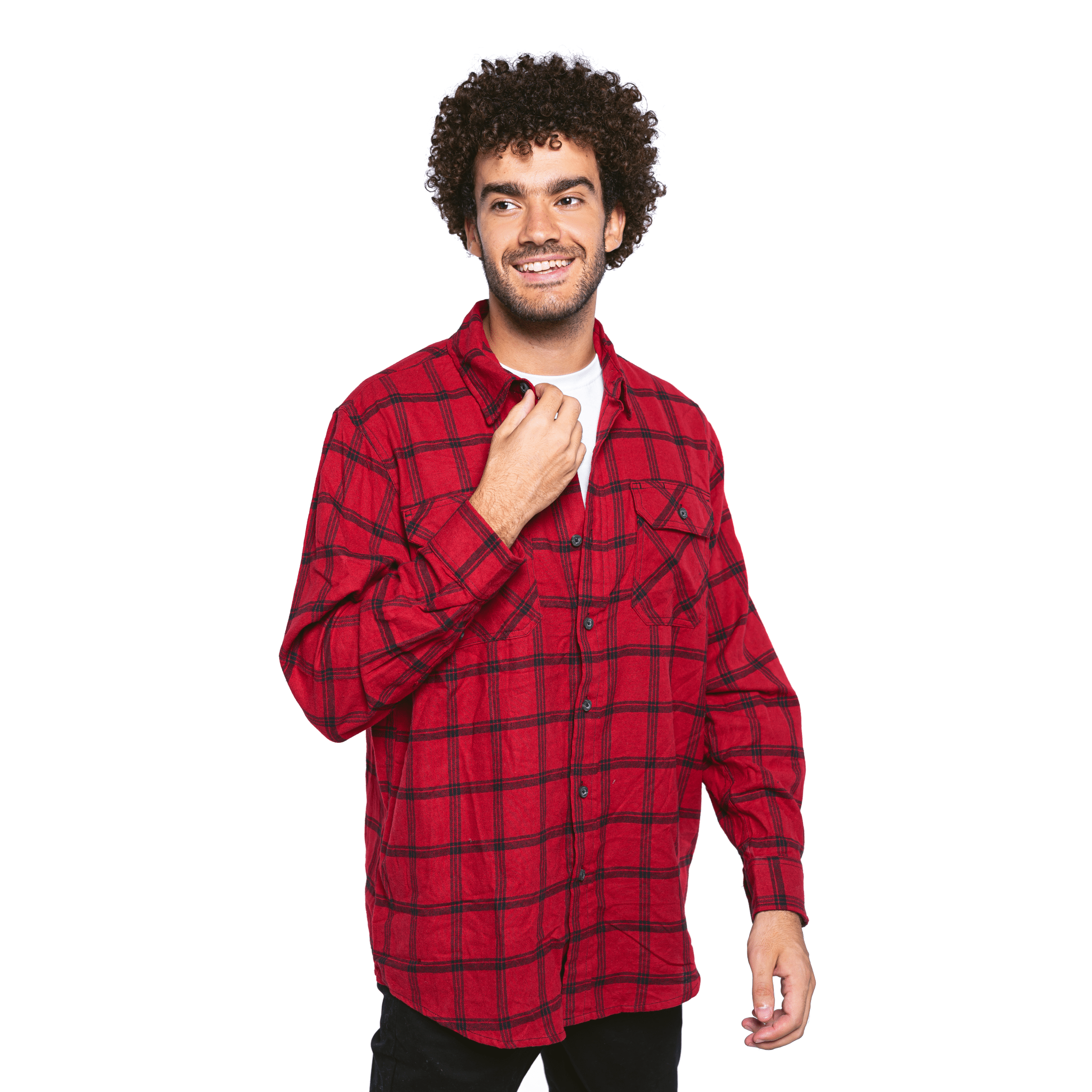 Winter23_MEN Men Shirt Men (cotton + polyester) OverSized Shirt - Red x Black