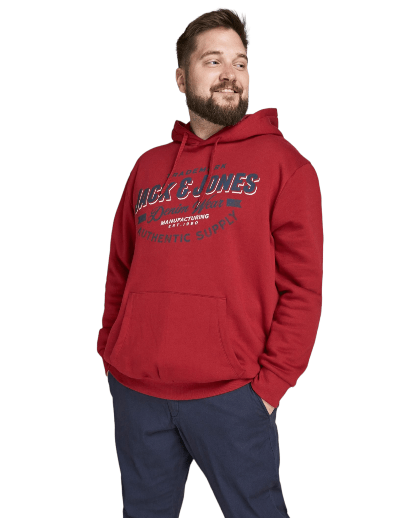 Winter23_MEN Men Sweatshirt M Men Sweatshirt - Red (blue font)