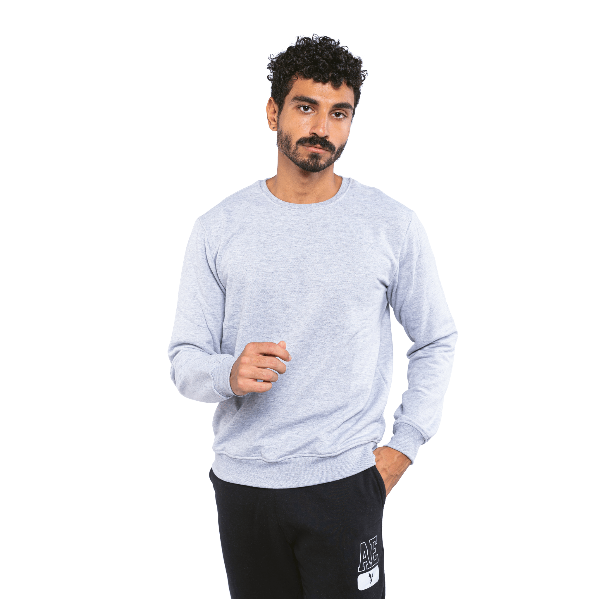 Winter23_MEN Men Sweatshirt Men Round-neck Sweatshirt - Light Grey