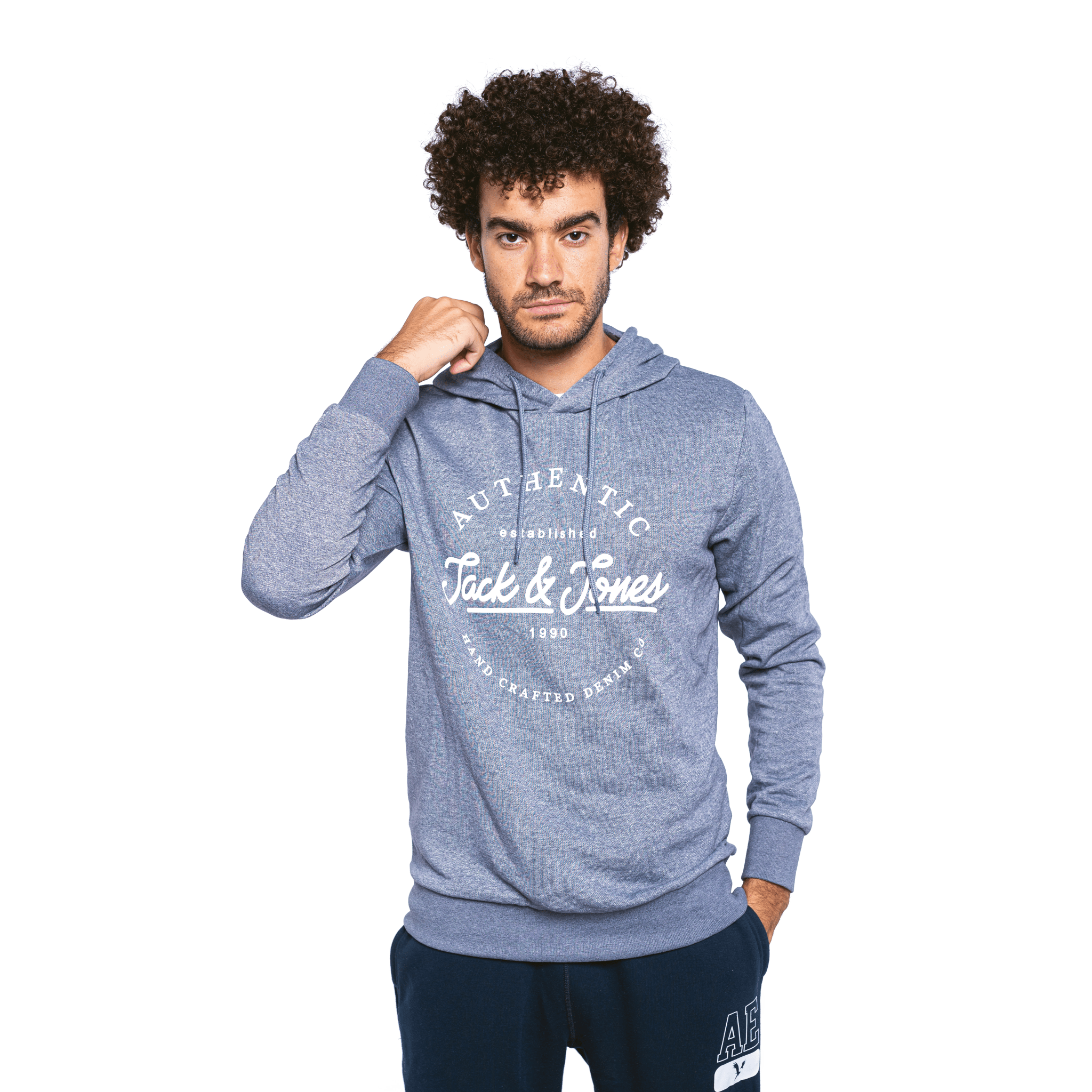 Winter23_MEN Men Sweatshirt Men Sweatshirt - Grey (spotted) (white font)