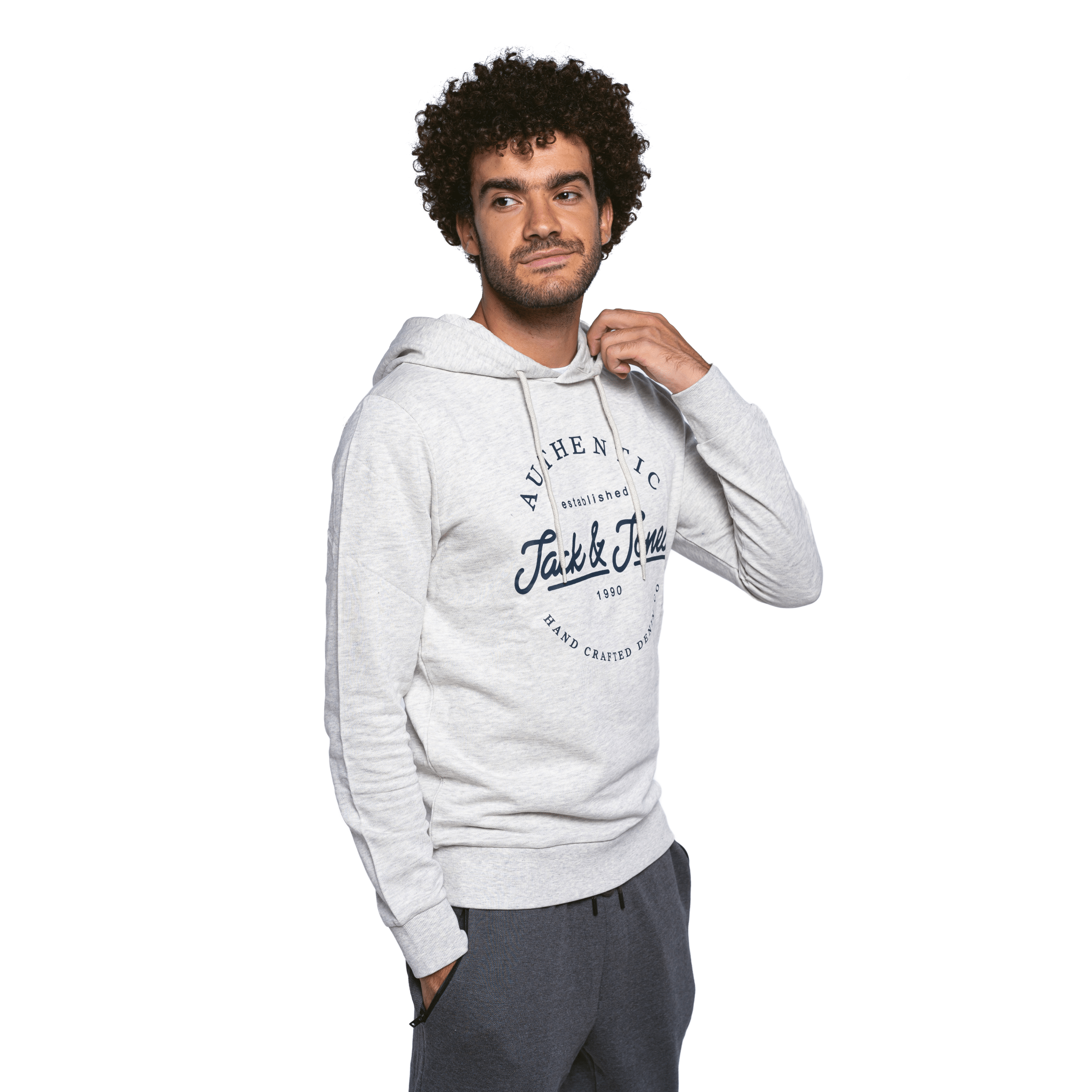 Winter23_MEN Men Sweatshirt Men Sweatshirt - Light Grey (dark blue font)