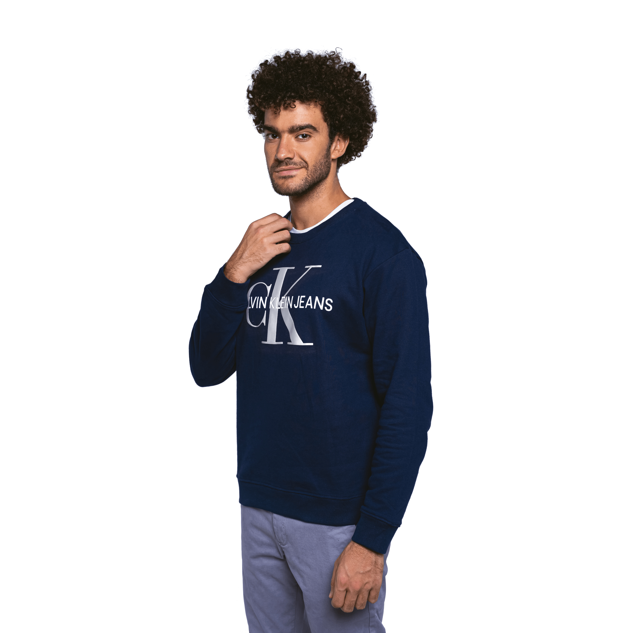 Winter23_MEN Men Sweatshirt Men Sweatshirt Round-neck  - Dark Blue