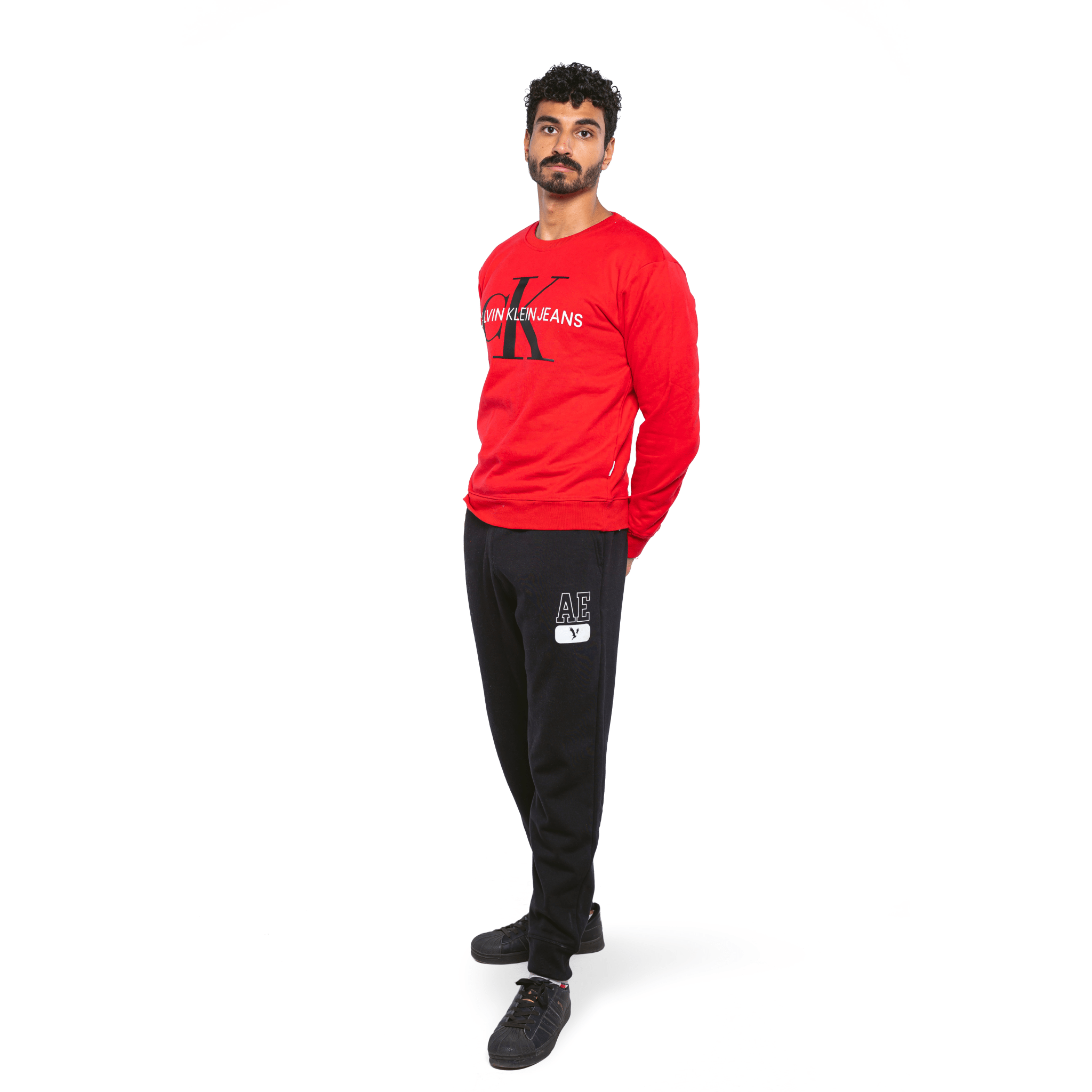 Winter23_MEN Men Sweatshirt Men Sweatshirt Round-neck  - Red