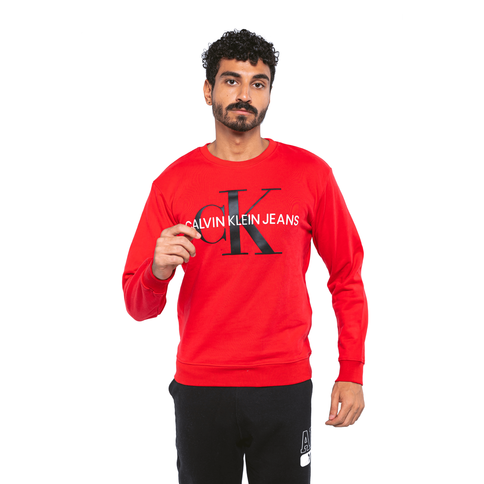 Winter23_MEN Men Sweatshirt Men Sweatshirt Round-neck  - Red