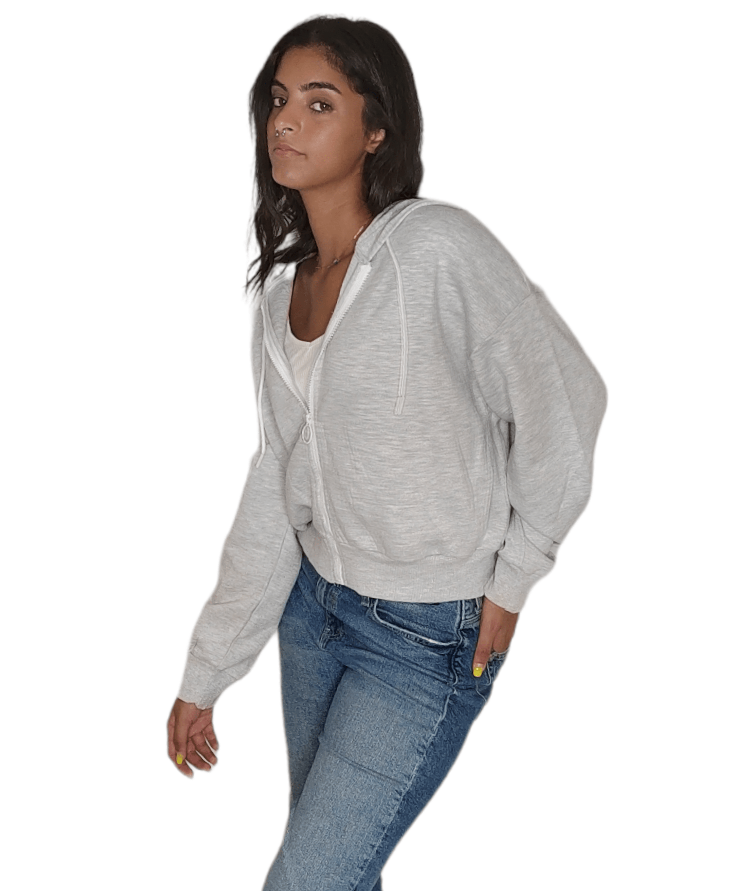 Winter23_WOMEN Summer Sale 23 Women Melton Sweater - Light Grey