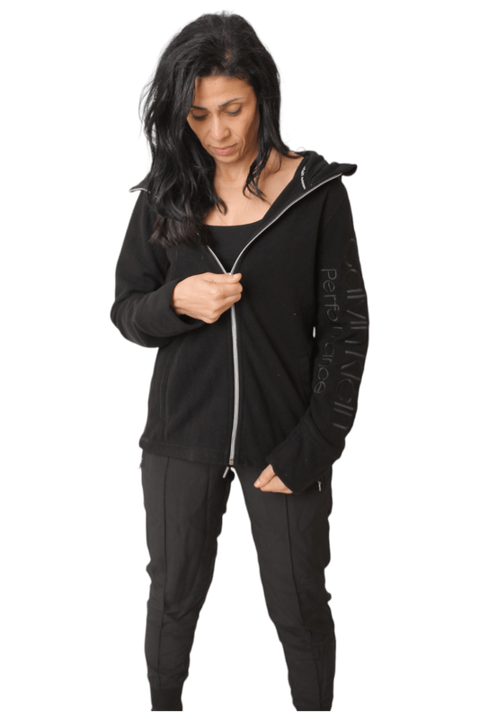 Winter23_WOMEN Women Jacket Full Zipper Jacket - CK -  Black (Silver zipper)