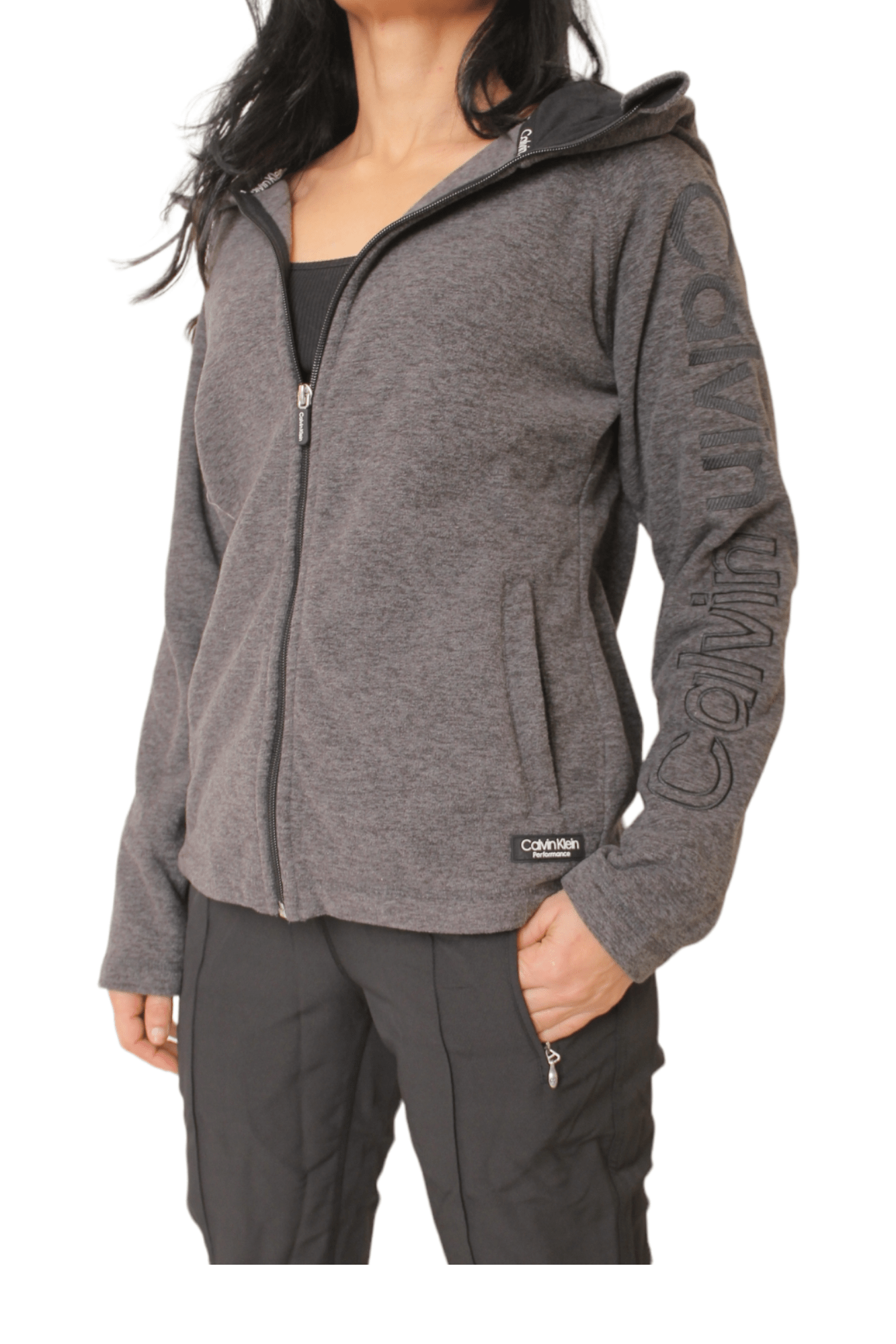Winter23_WOMEN Women Jacket Full Zipper Jacket - CK - Dark Grey