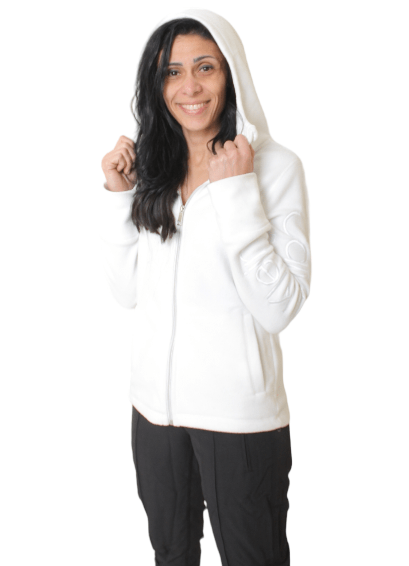 Winter23_WOMEN Women Jacket Full Zipper Jacket - CK -  White