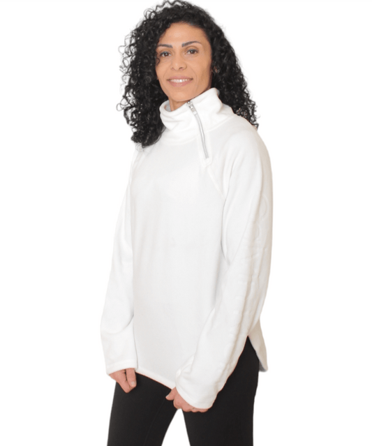 Winter23_WOMEN Women Jacket Half Zipper Jacket - CK -  White