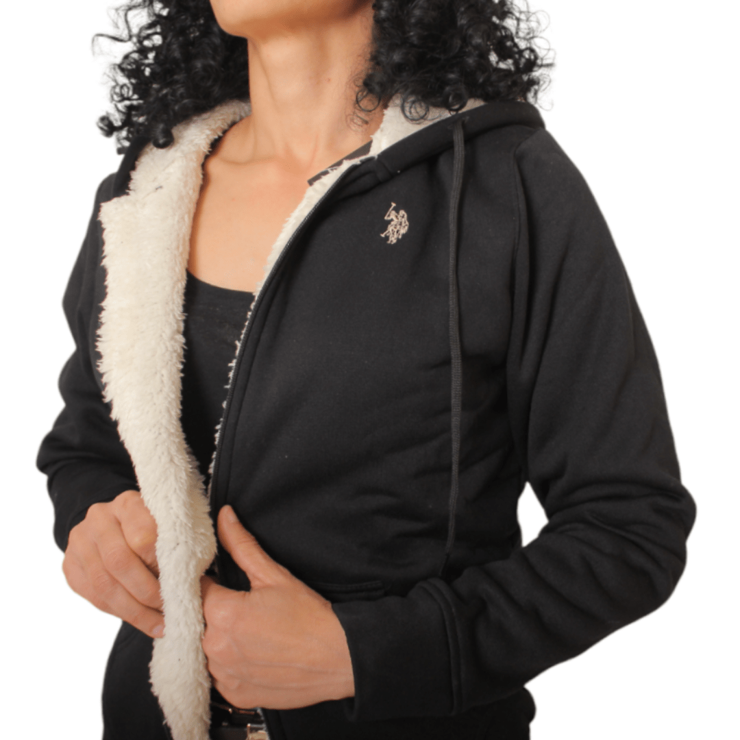 Winter23_WOMEN Women Jacket M USPA Women Fur Jacket - Black (Slim Fit)