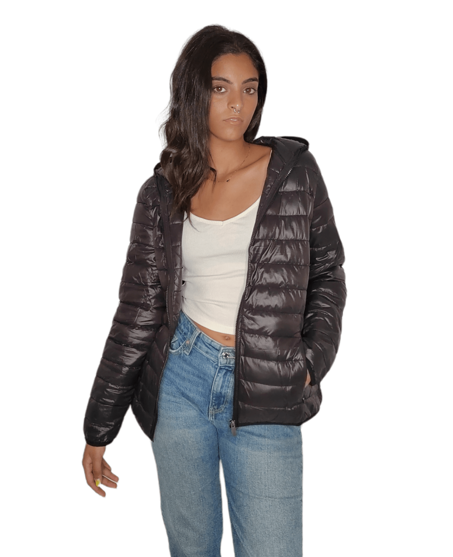 Winter23_WOMEN Women Jacket Women Puffer Jacket - Black (with Hoodie)