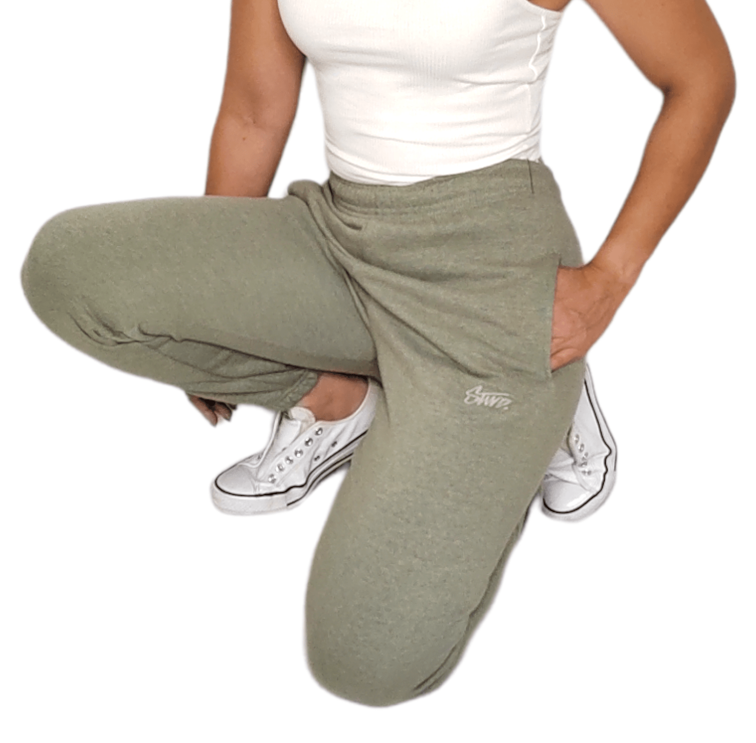 Winter23_WOMEN Women Pants Women Sweatpants - Oil Green