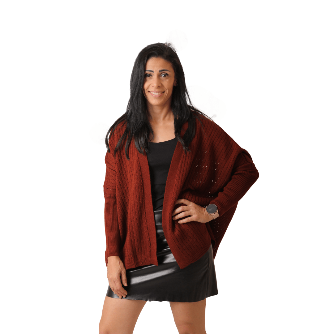 Winter23_WOMEN Women Pullover Short knitted wool blend Cardigan - Brown