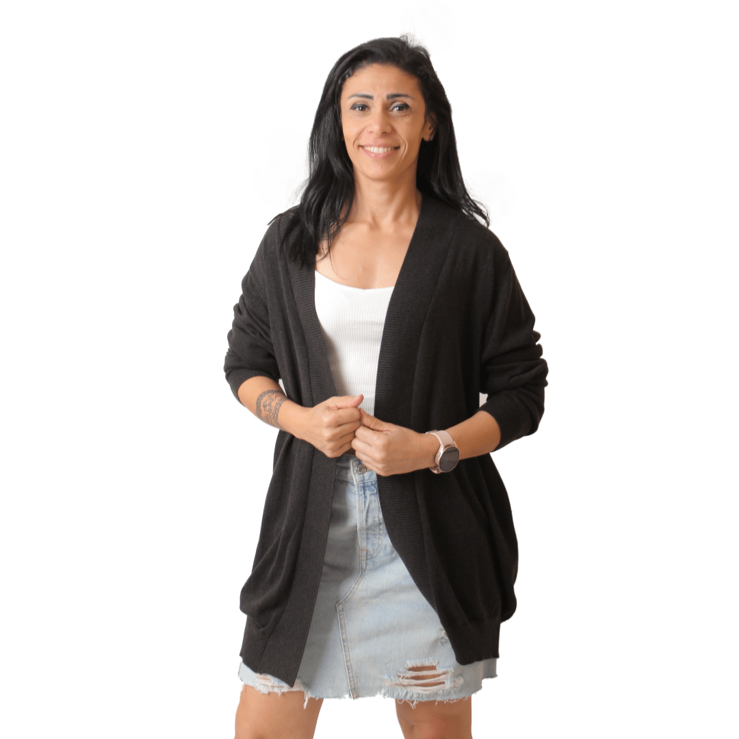 Winter23_WOMEN Women Pullover Women AE Cotton Cardigan - Dark Grey