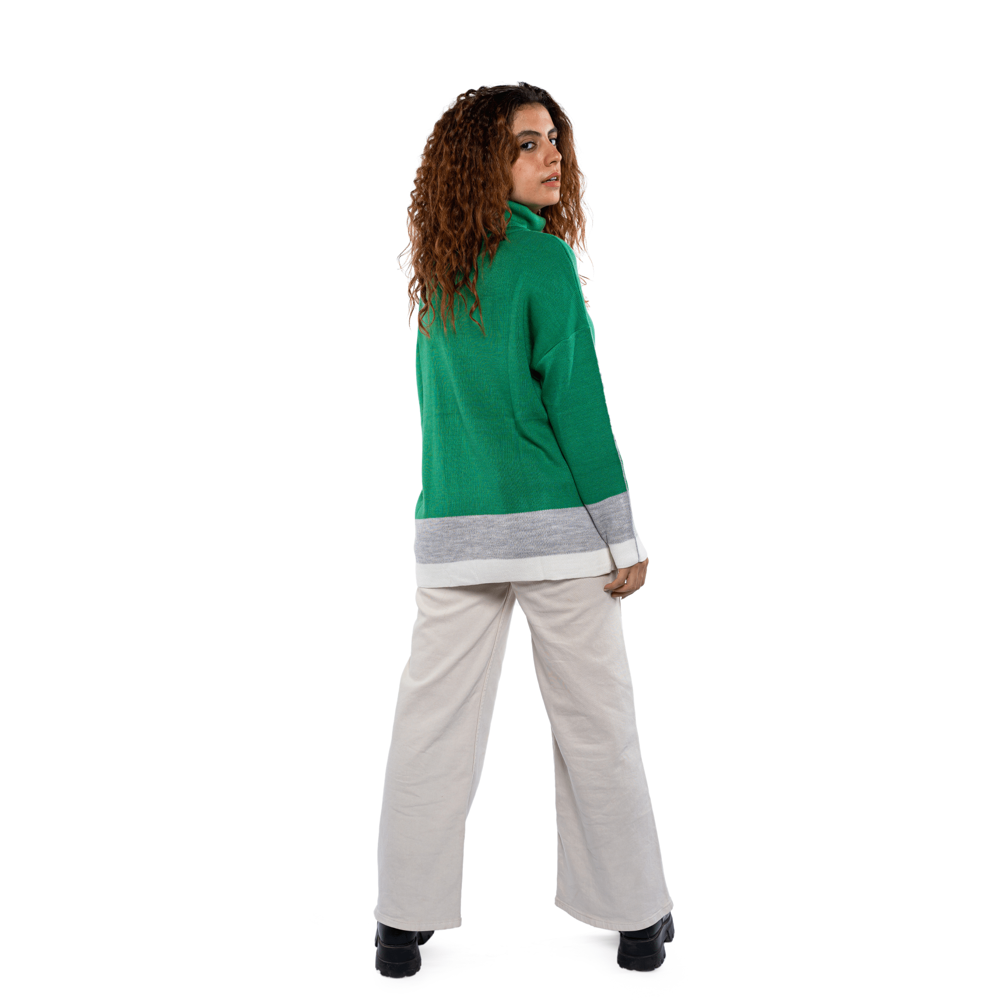 Winter23_WOMEN Women Pullover Women - High Collar Pullover - Green