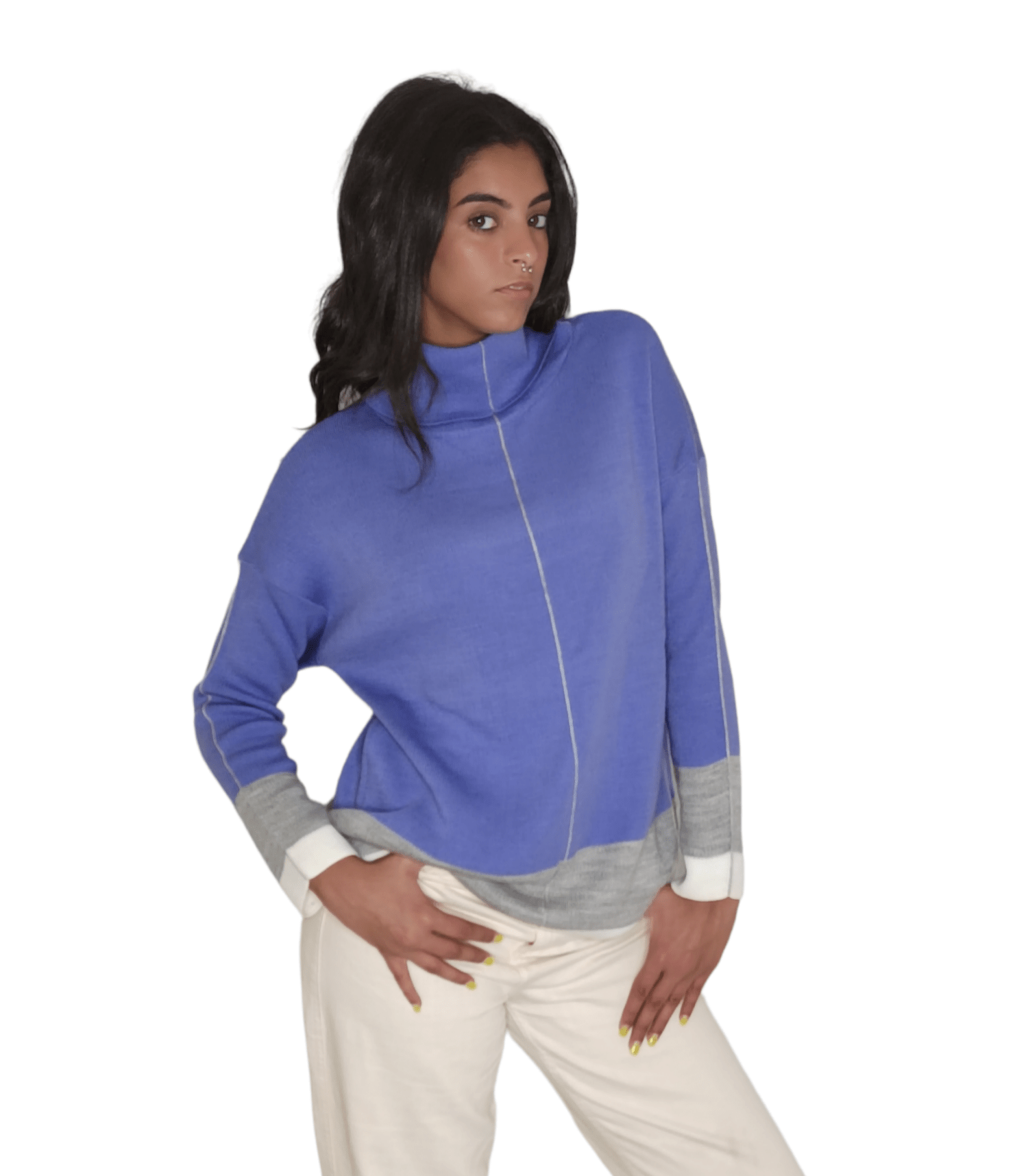 Winter23_WOMEN Women Pullover Women - High Collar Pullover - Purple