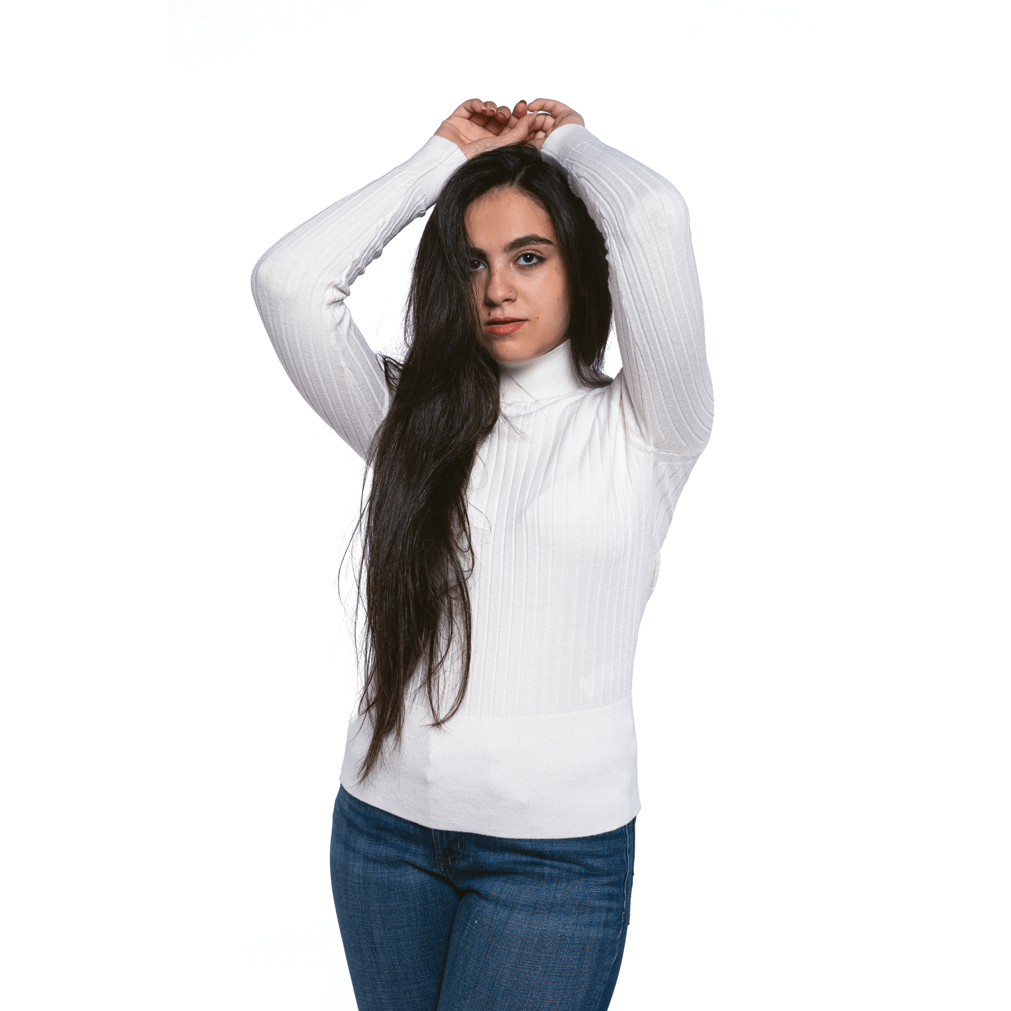 Winter23_WOMEN Women Pullover Women High Collar Pullover - White