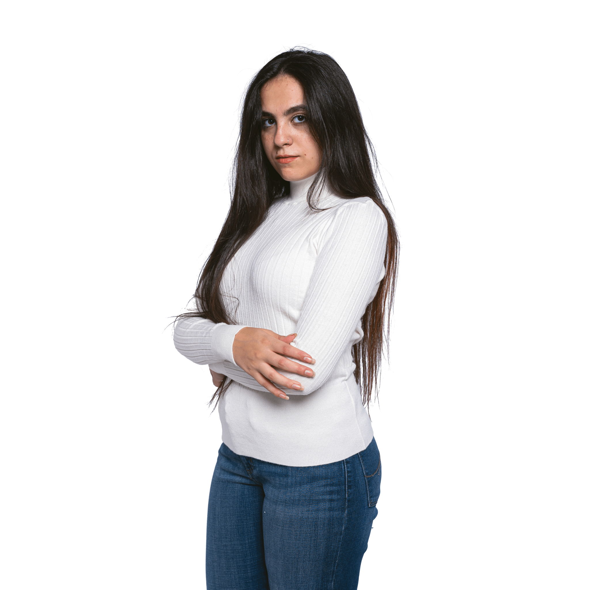 Winter23_WOMEN Women Pullover Women High Collar Pullover - White