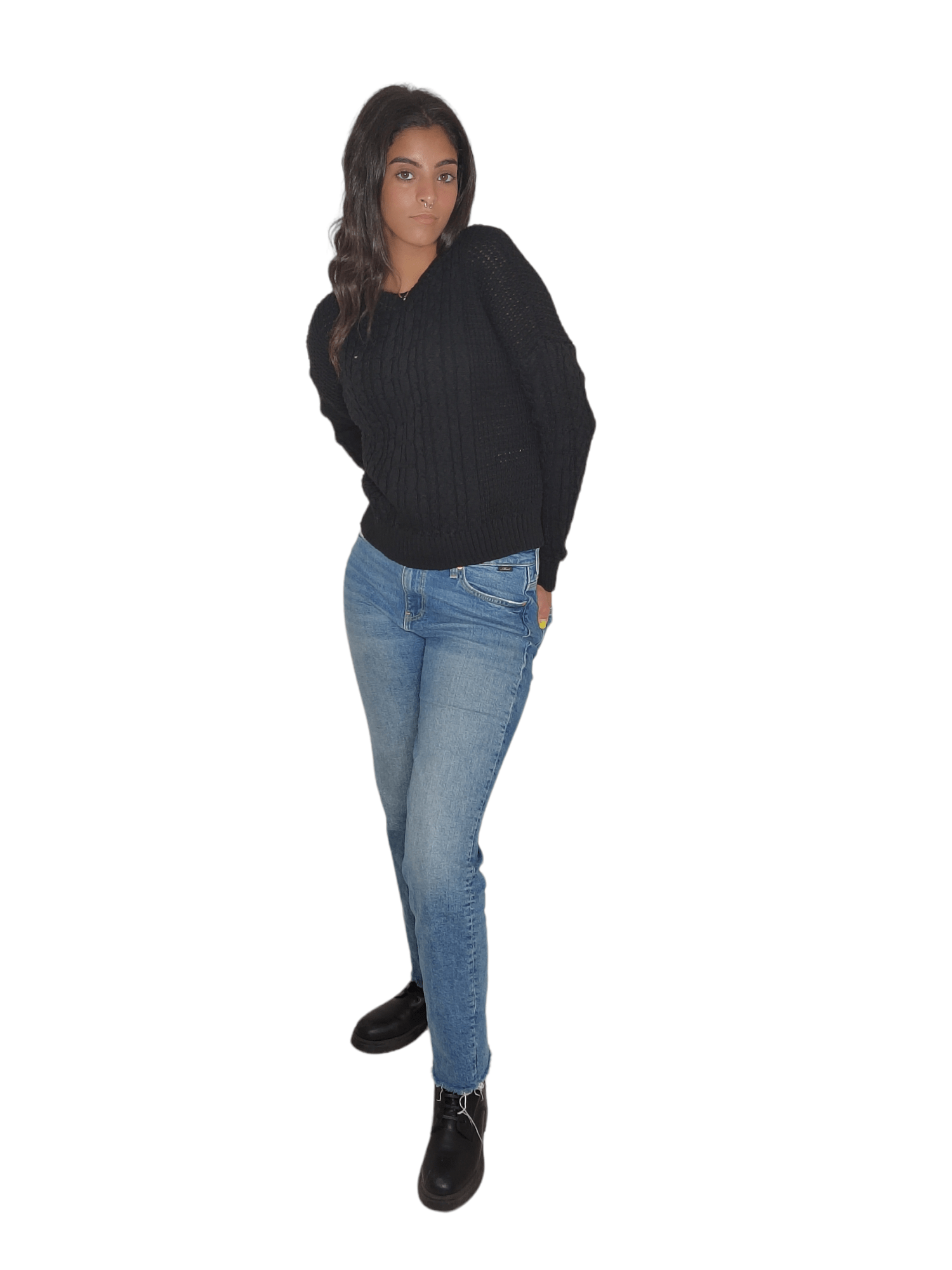 Winter23_WOMEN Women Pullover Women Knitwear Pullover -Black