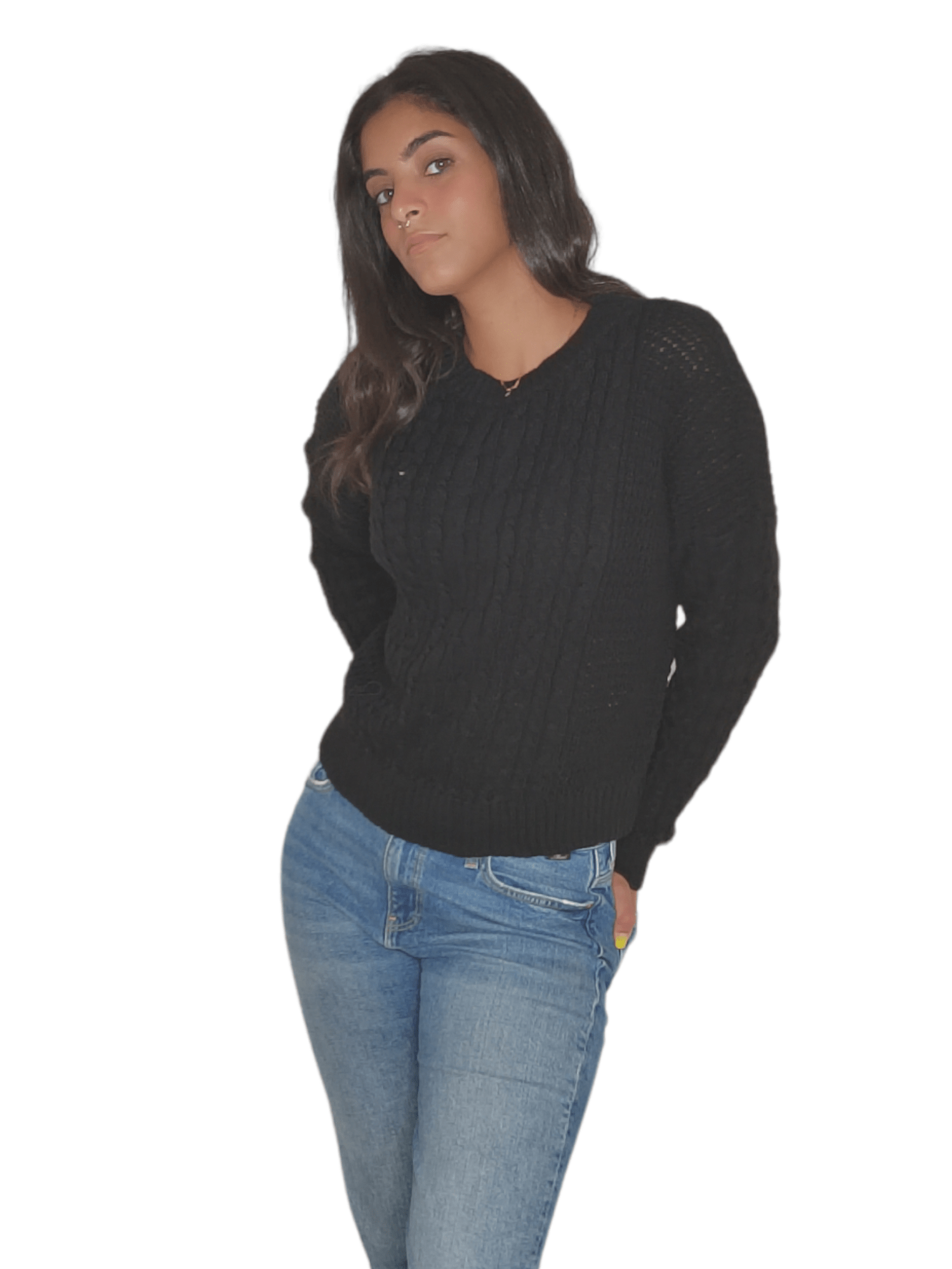 Winter23_WOMEN Women Pullover Women Knitwear Pullover -Black