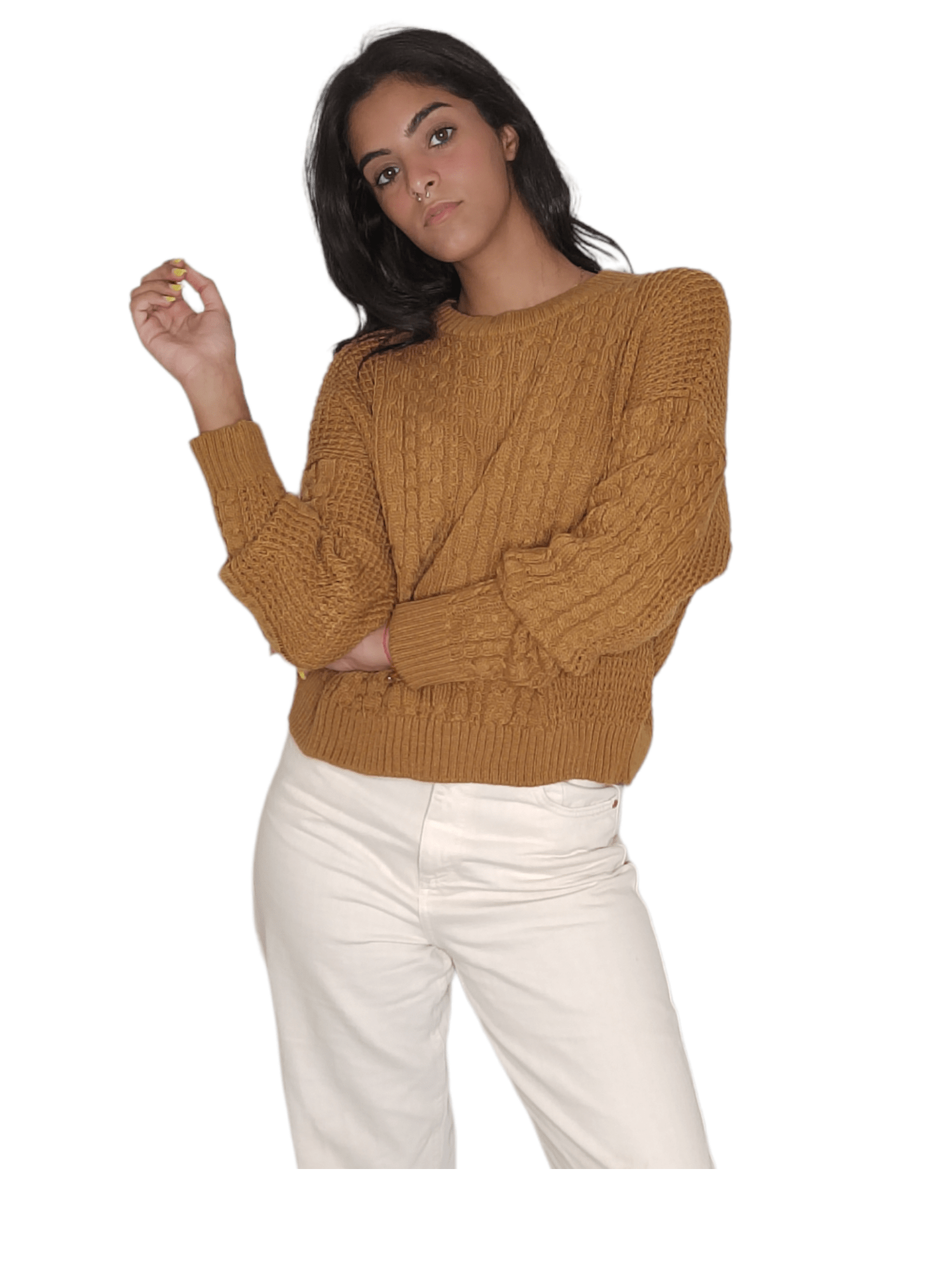 Winter23_WOMEN Women Pullover Women Knitwear Pullover - Dark Mustard