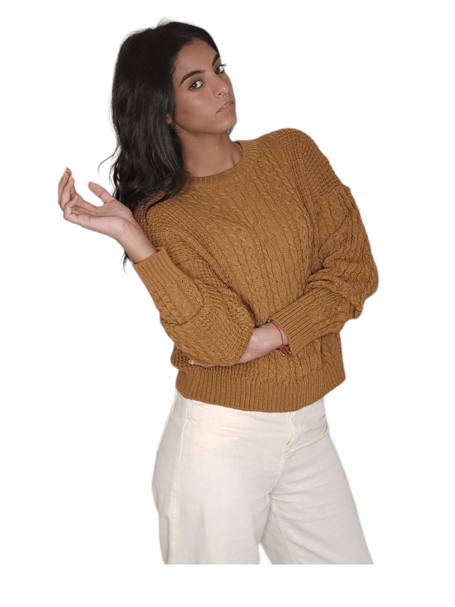 Winter23_WOMEN Women Pullover Women Knitwear Pullover - Dark Mustard