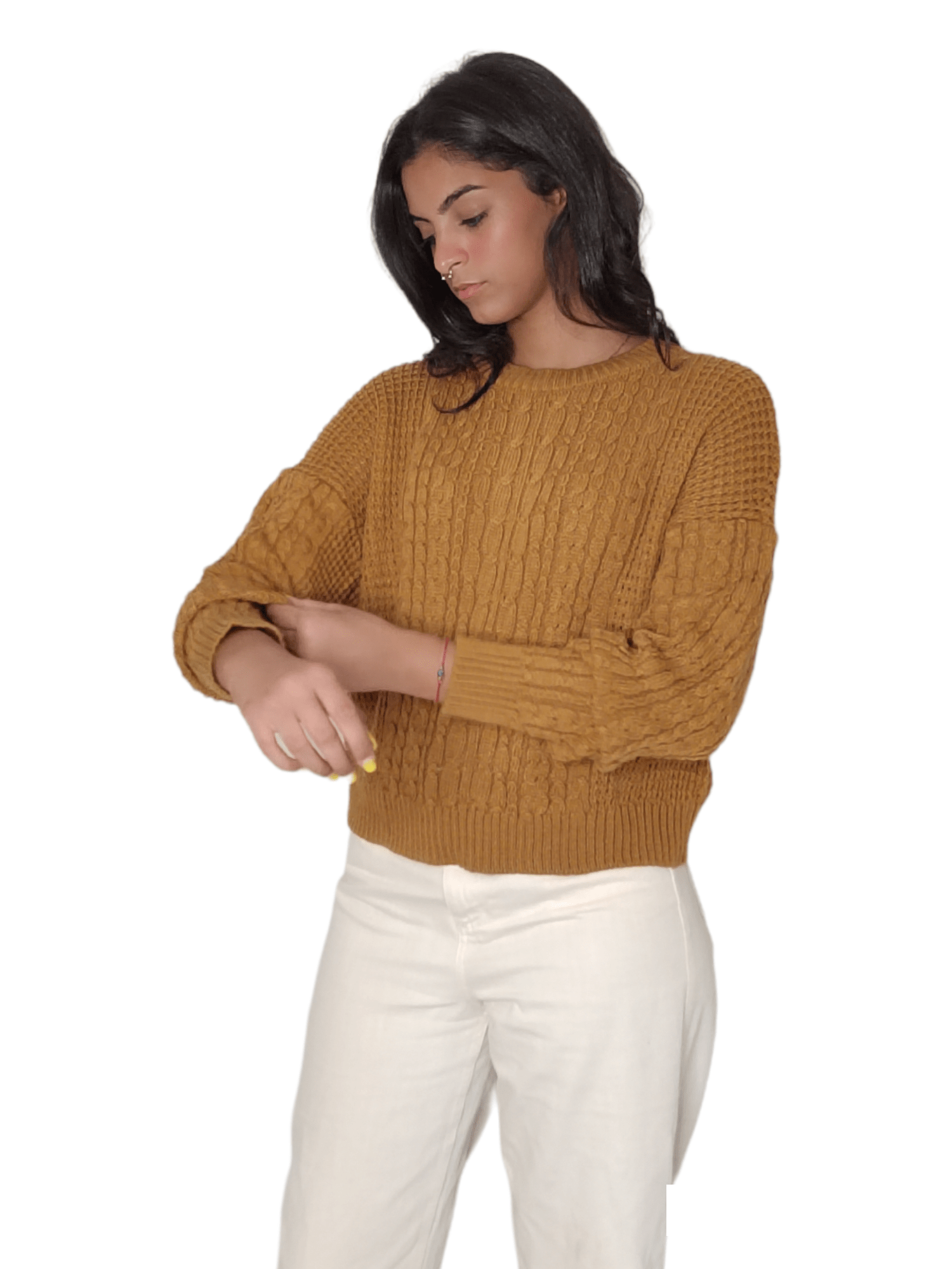Winter23_WOMEN Women Pullover Women Knitwear Pullover - Dark Mustard