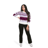 Winter23_WOMEN Women Pullover Women multicolor shapes Pullover - Purple x Burgundy