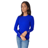 Winter23_WOMEN Women Pullover Women Round-Collar Pullover (buttons on sleeve) - Blue