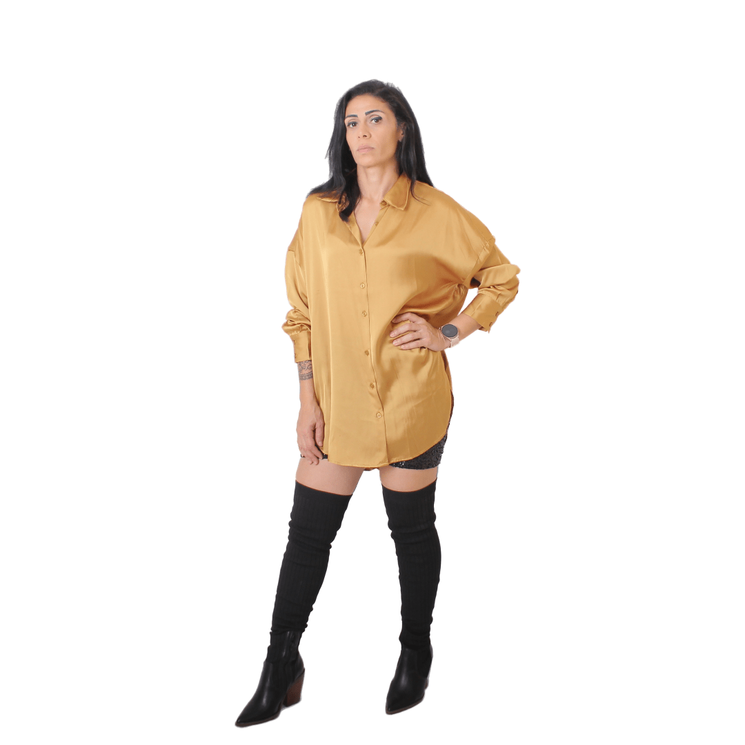 Winter23_WOMEN Women Pullover Women Satin Chemise - Gold