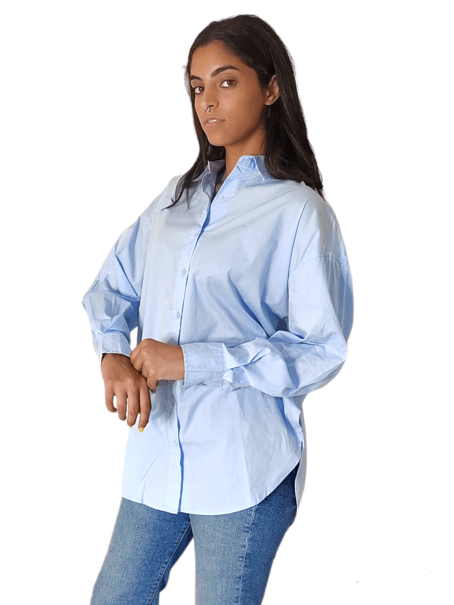 Winter23_WOMEN Women Shirt Women Shirt (Oversized) - Baby Blue