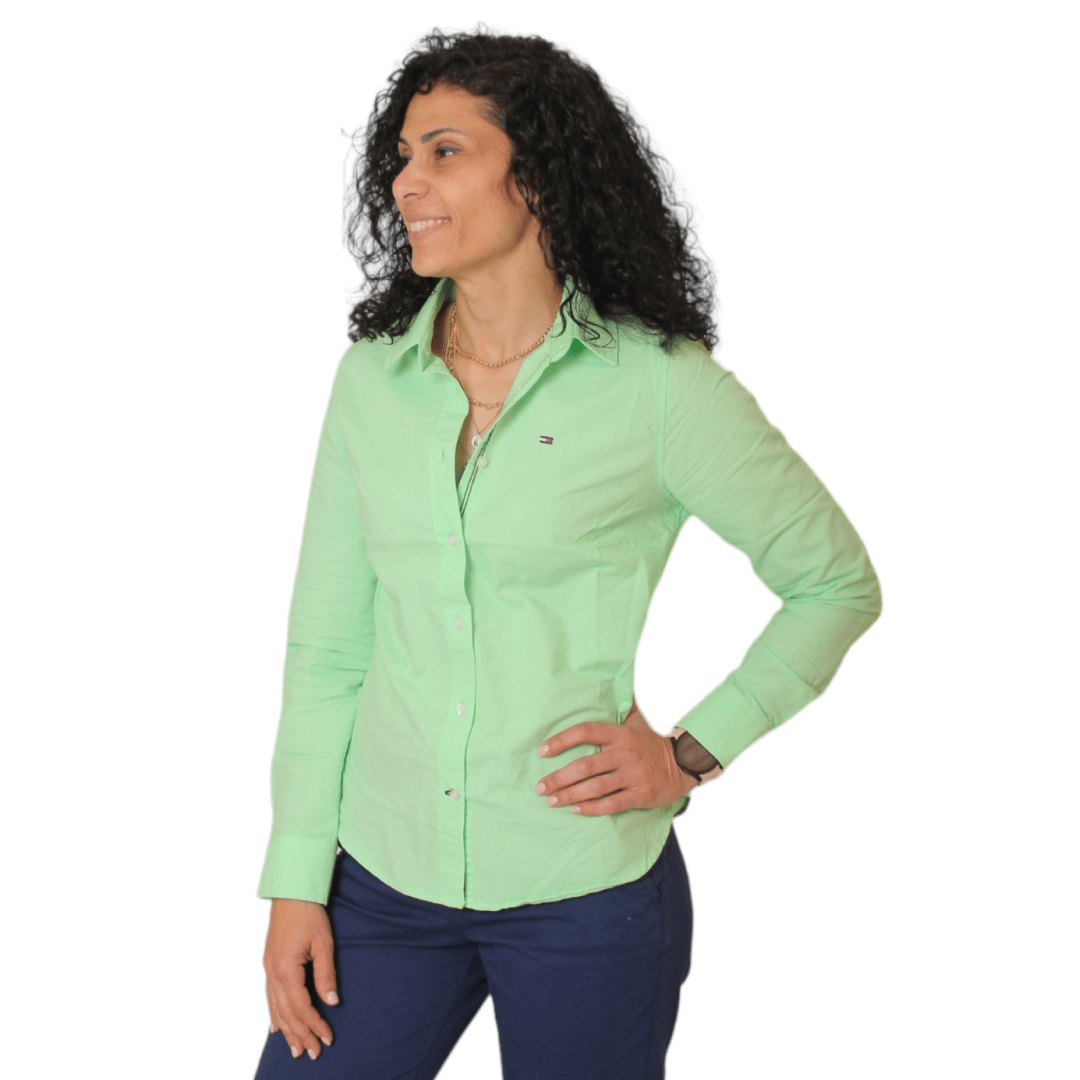 Winter23_WOMEN Women Shirts Shirt - New Basic Shirt - Green