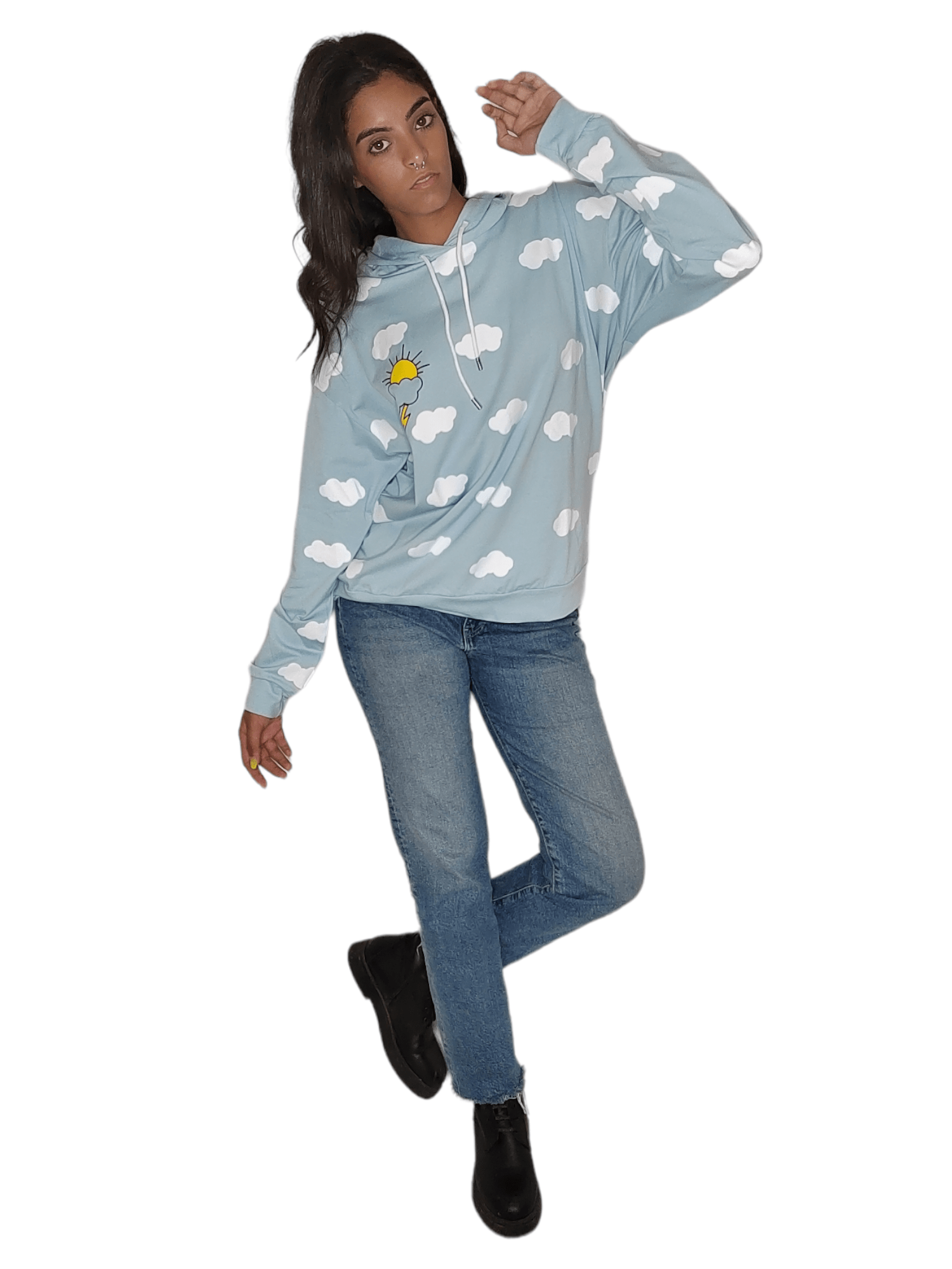 Winter23_WOMEN Women Sweatshirt Women Cotton Sweatshirt - Baby Blue