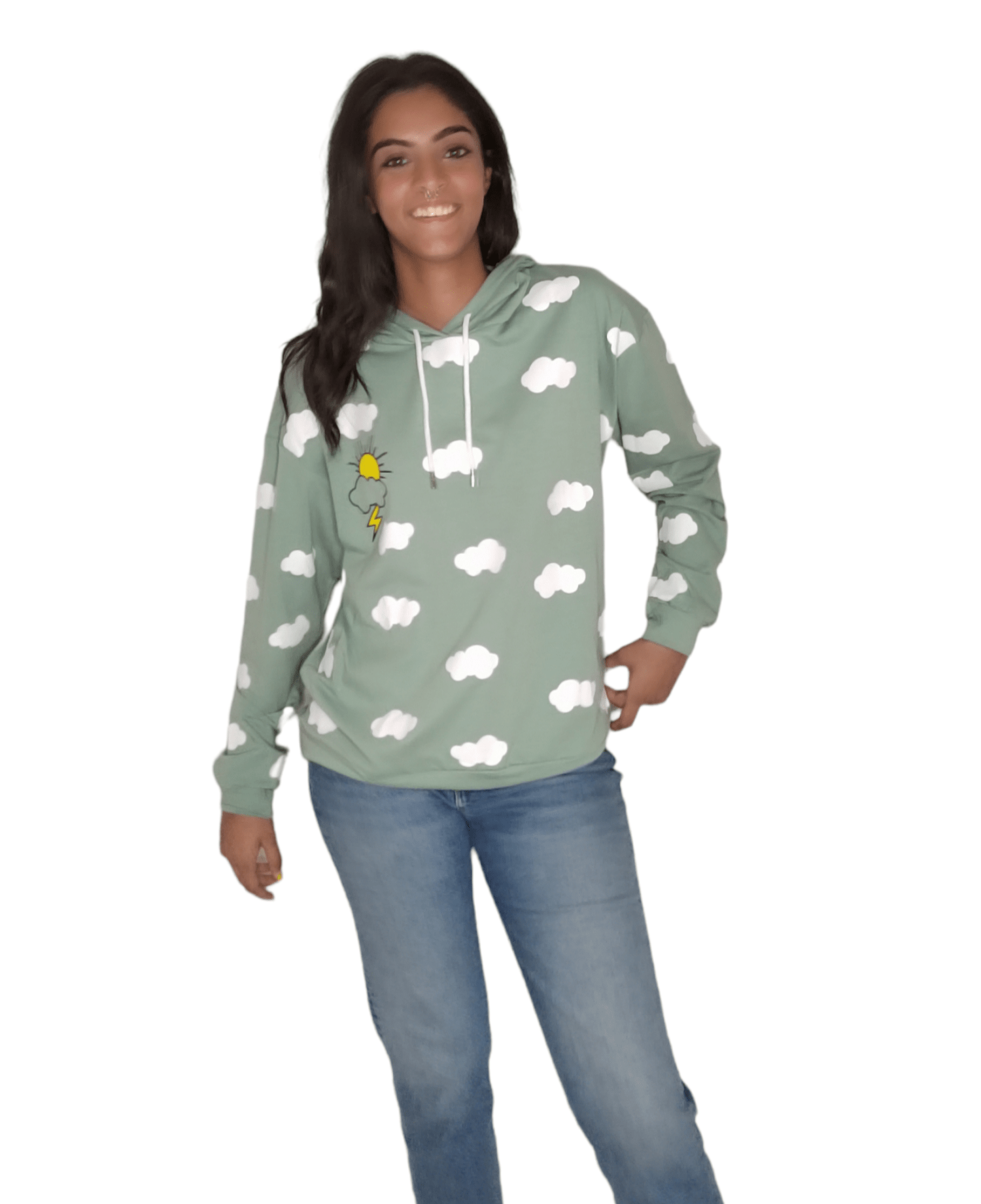 Winter23_WOMEN Women Sweatshirt Women Cotton Sweatshirt - Oil Green