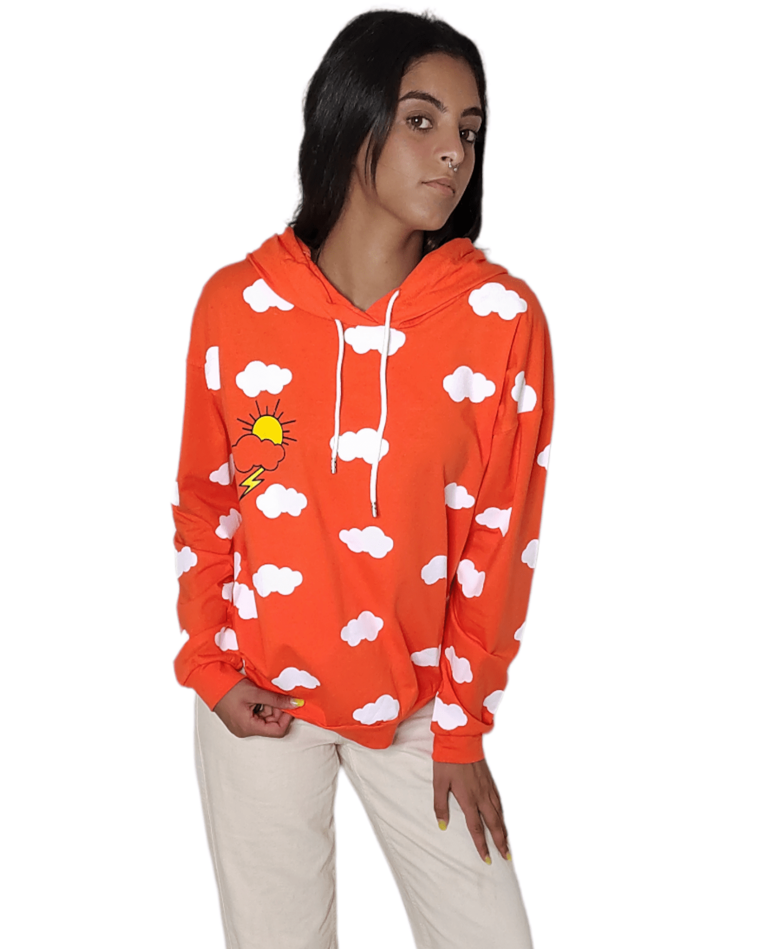 Winter23_WOMEN Women Sweatshirt Women Cotton Sweatshirt - Orange