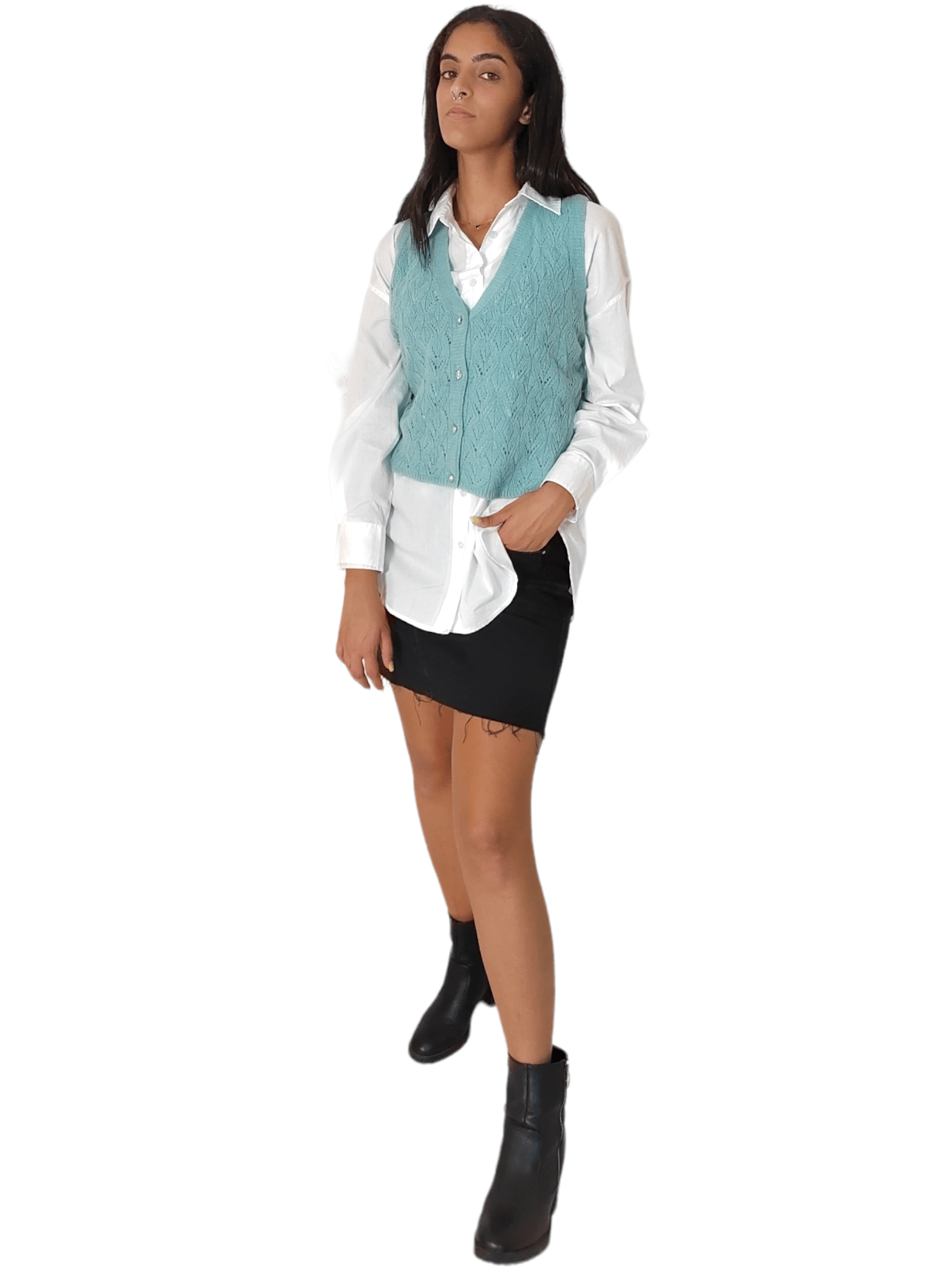 Winter23_WOMEN Women Vest Women Cut Vest with buttons - Pistache