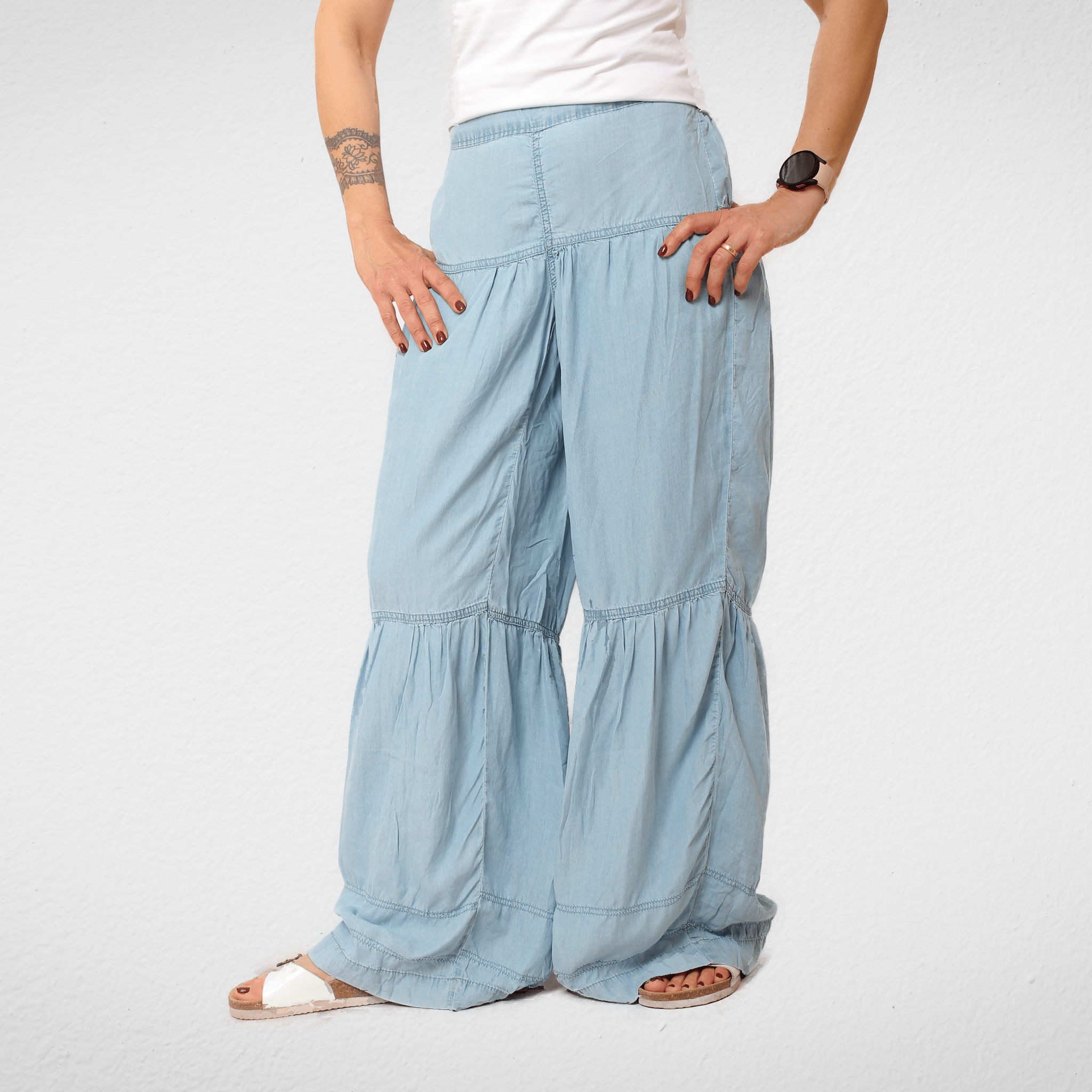 Women Summer 23 Pants Women Pants (Wide Leg) - "Sincerely Jules" - Blue Jeans