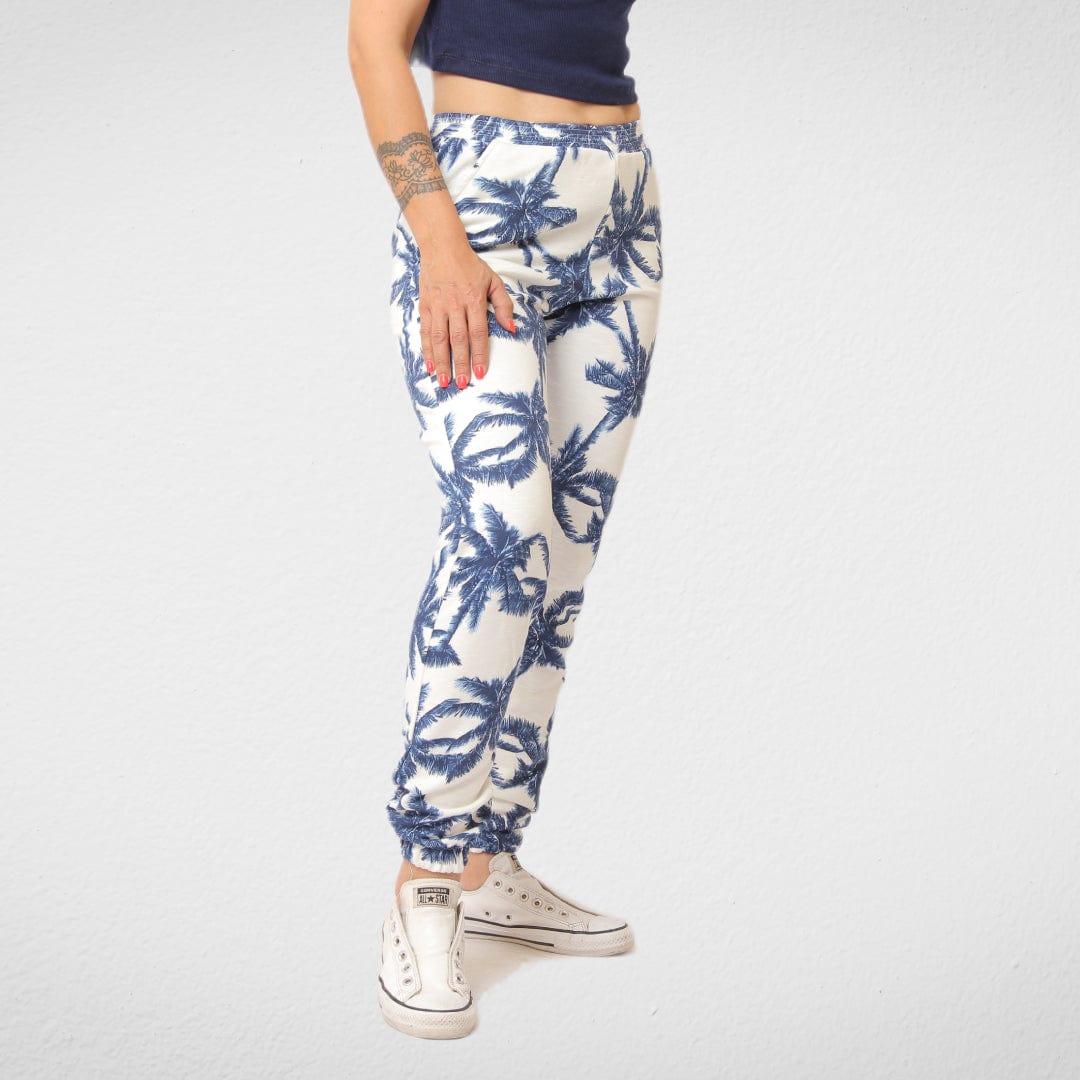 Women Summer 23 Summer Sale 23 Cotton Pants For Women (Palms) - Blue